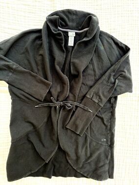 Champion Wrap Sweatshirt Cardigan Black Thumbholes Tie Waist XL